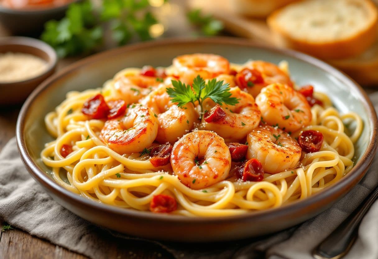 Creamy Tuscan Shrimp and Scallops