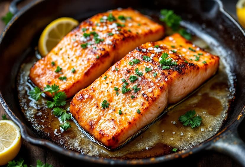 Iron Skillet Salmon in Roasted Butter