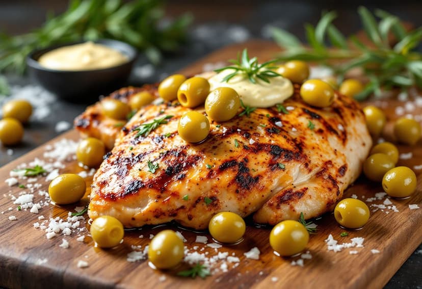 Chicken with Crushed Castelvetrano Olive Vinegar Dressing